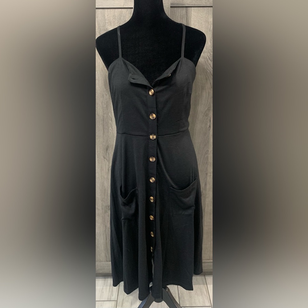 Berydress Black Button Up Summer Tea Party Dress Women's Size Small